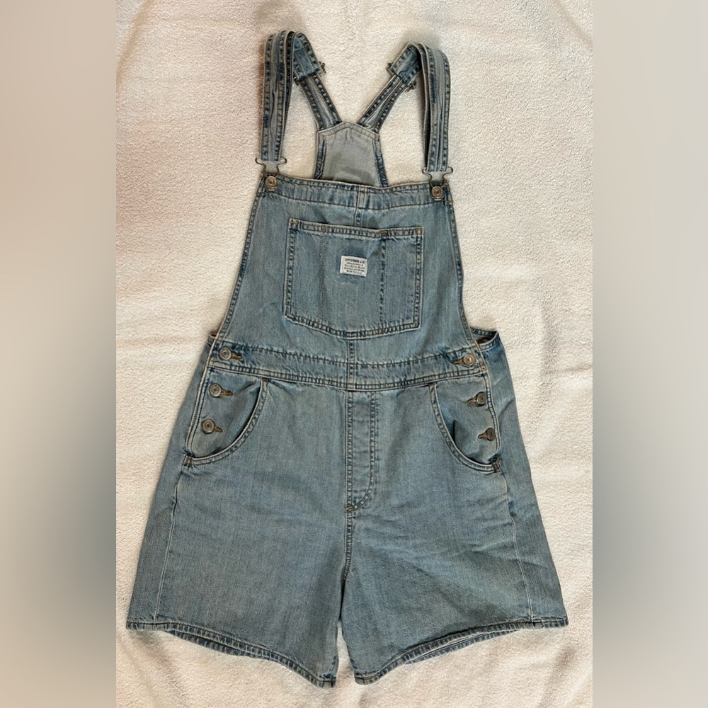 Levi’s Vintage Shortalls Shorts Overalls Denim Light Blue Wash Medium